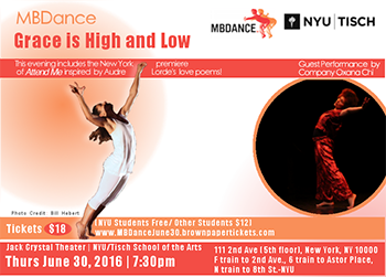 Flyer GRACE IS HIGH AND LOW New York 2016